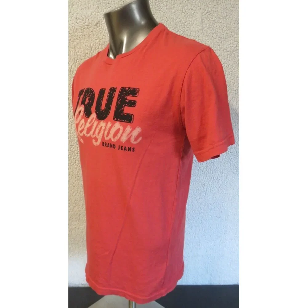Mens True‎ Religion Short Sleeve T Shirt Size L Cotton Tee Red Authentic
